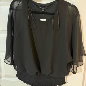 Elegant Black Sheer Women's Top